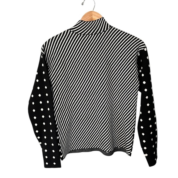 Anthropologie Lizzie Mock Neck Sweater Mixed Print Polka Dot Strips - Picture 3 of 11